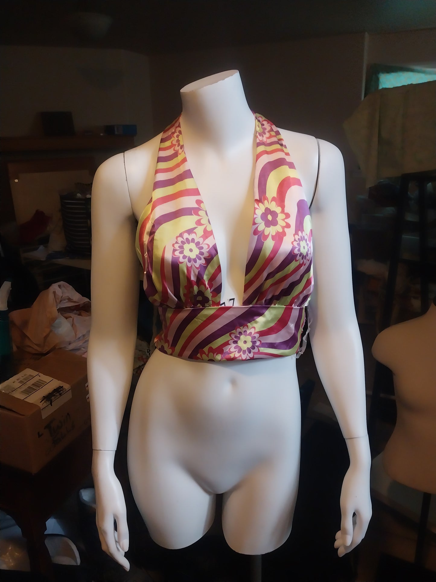 WOMEN'S SATIN HALTER TOP