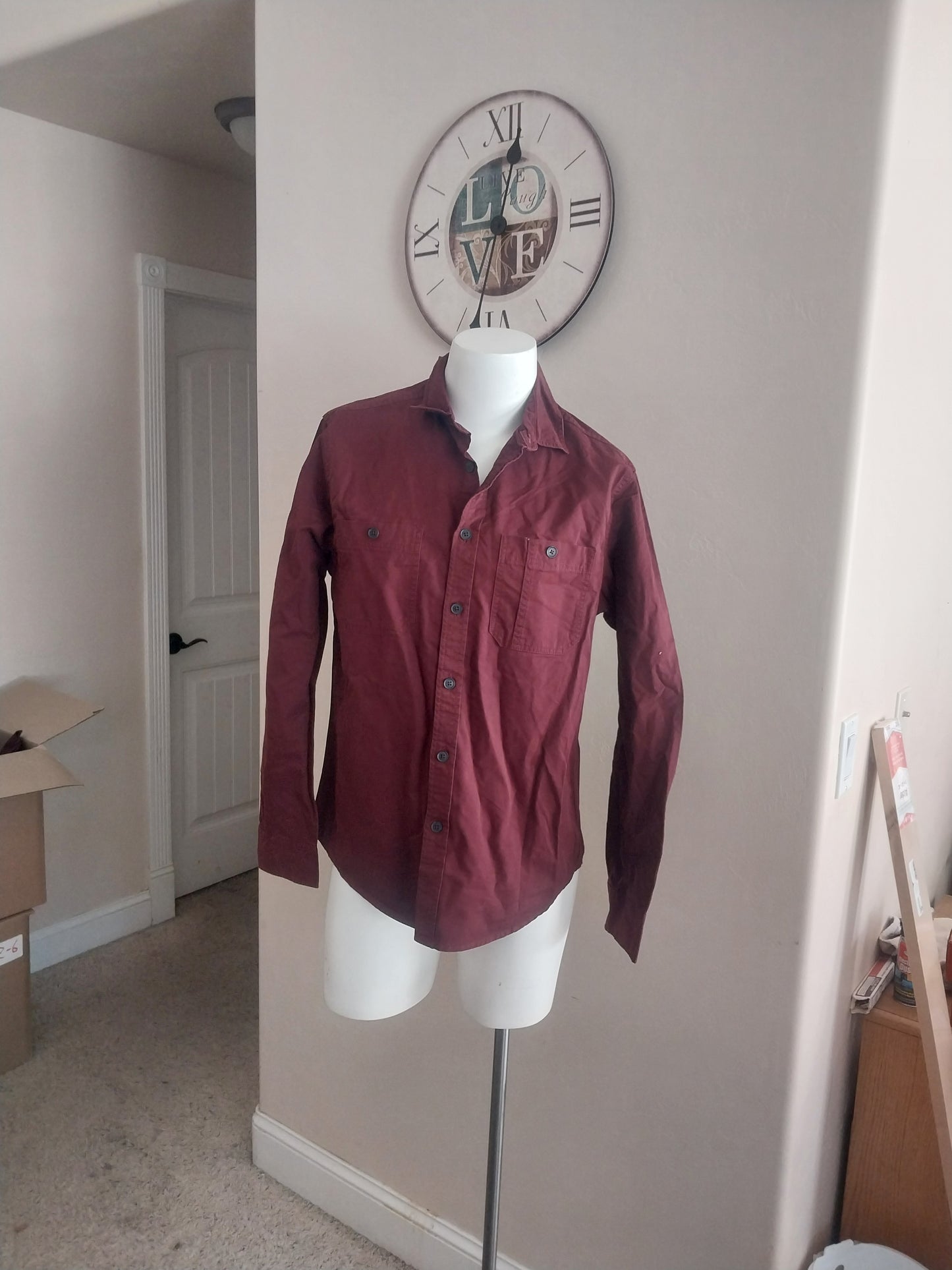 long sleeve work or dress w/pocket Red velvet (Copy)