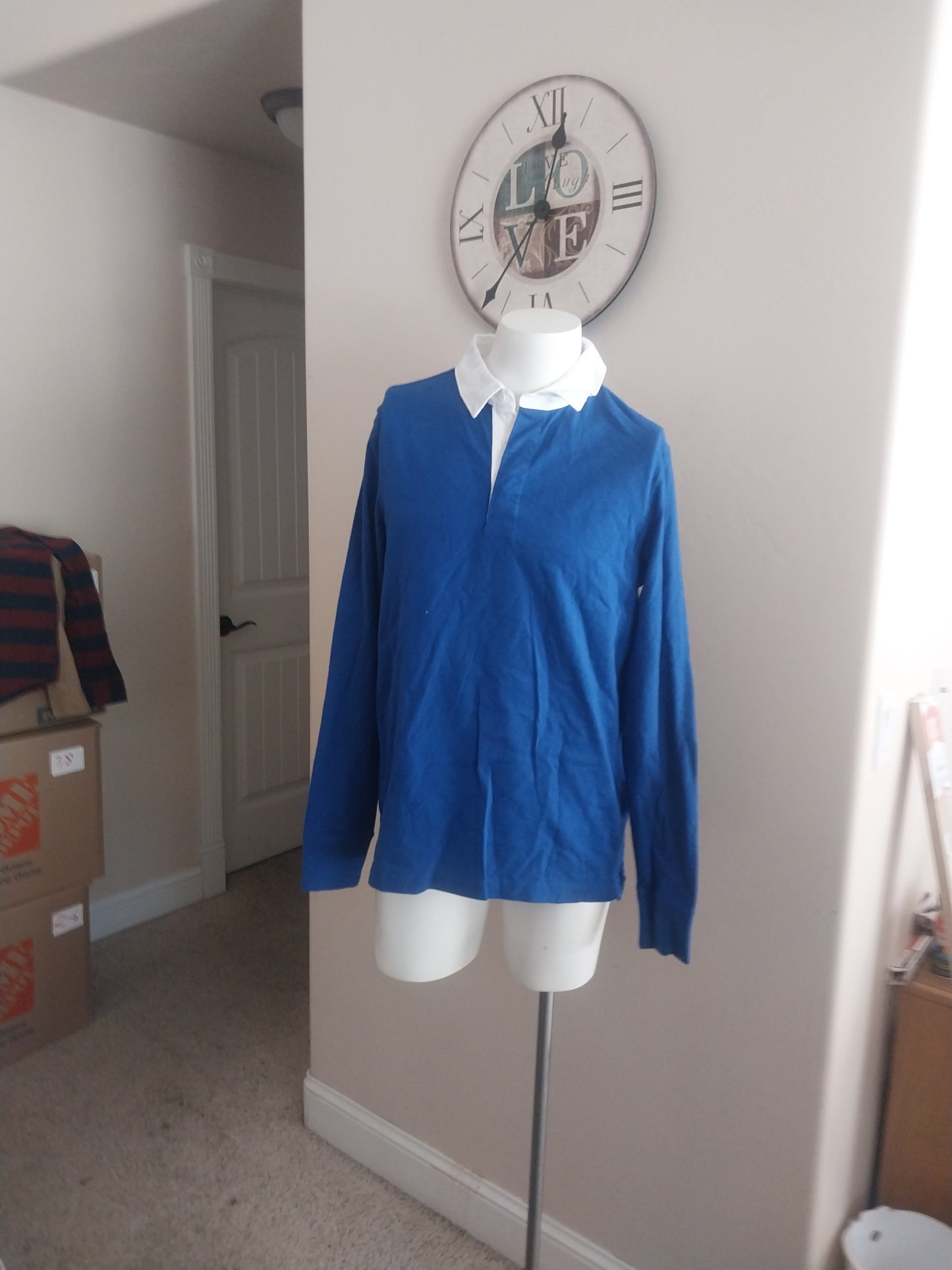 Ls rugby polo long sleeve uniform Blue